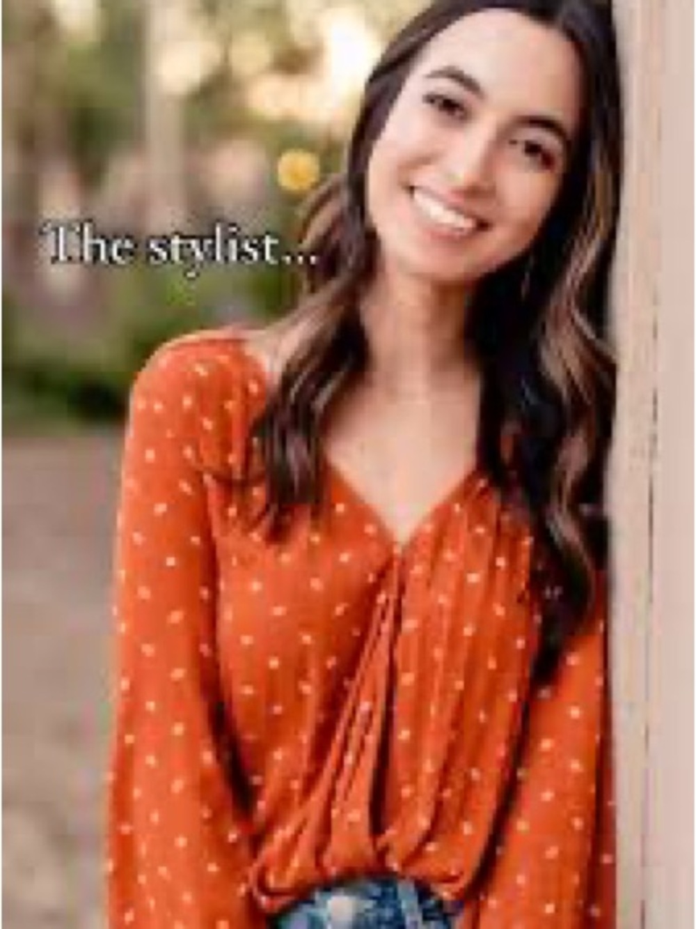 Universal Thread Rust Orange Leaf Details V-Neck Blouse